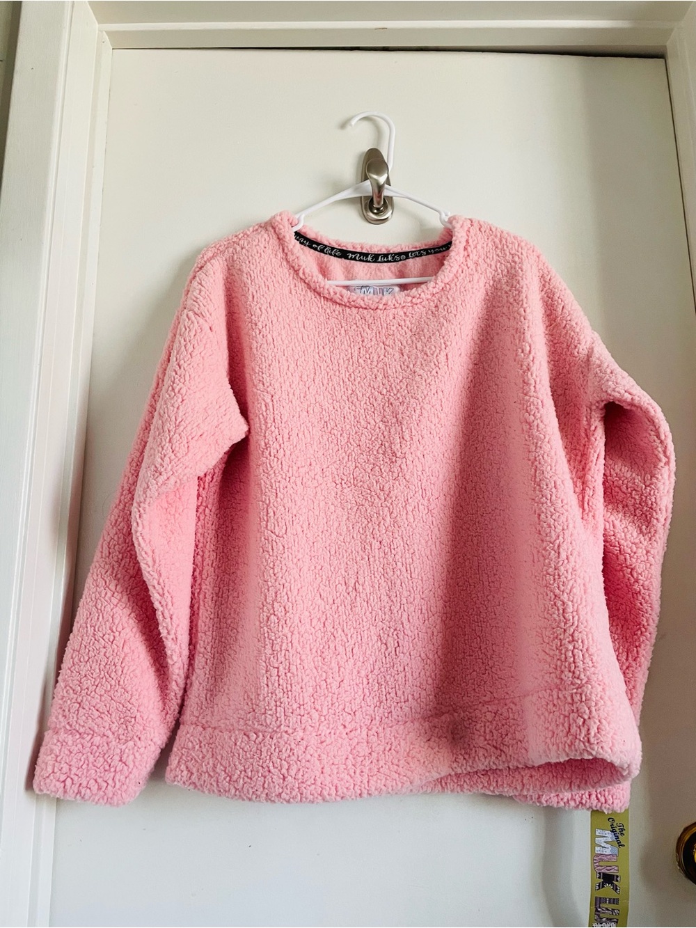 Muk Luks Pink Sherpa Crew Neck Pullover